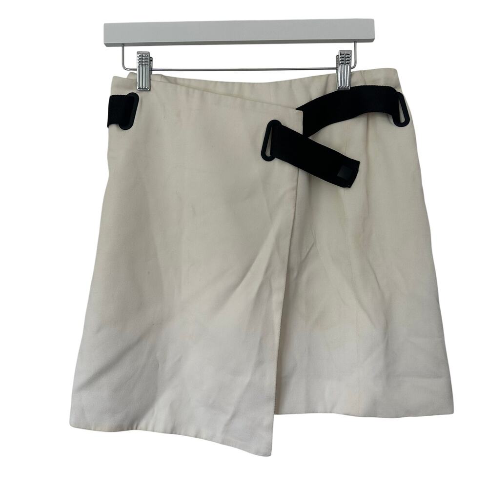 Emporio Armani (IT 40/US 4) White/Black Utility Wrap Belt Mini Skirt Avant Garde